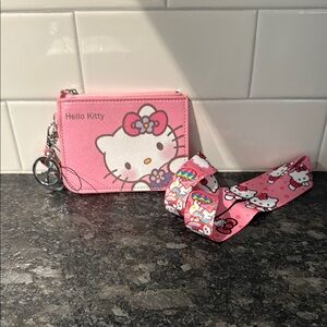 Hello Kitty Pink Wallet and Lanyard Set
